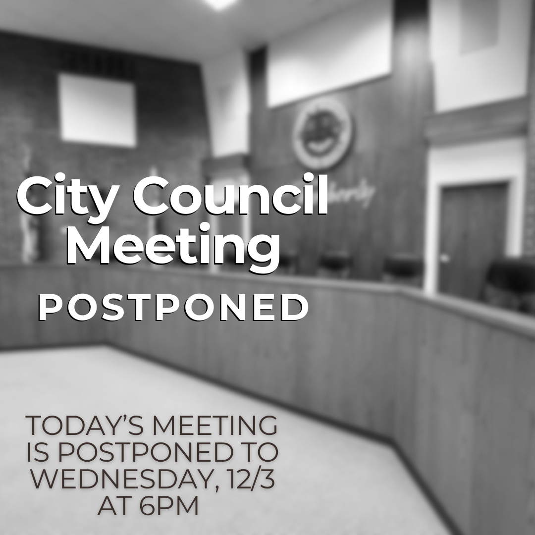 City Council Meeting Postponed 