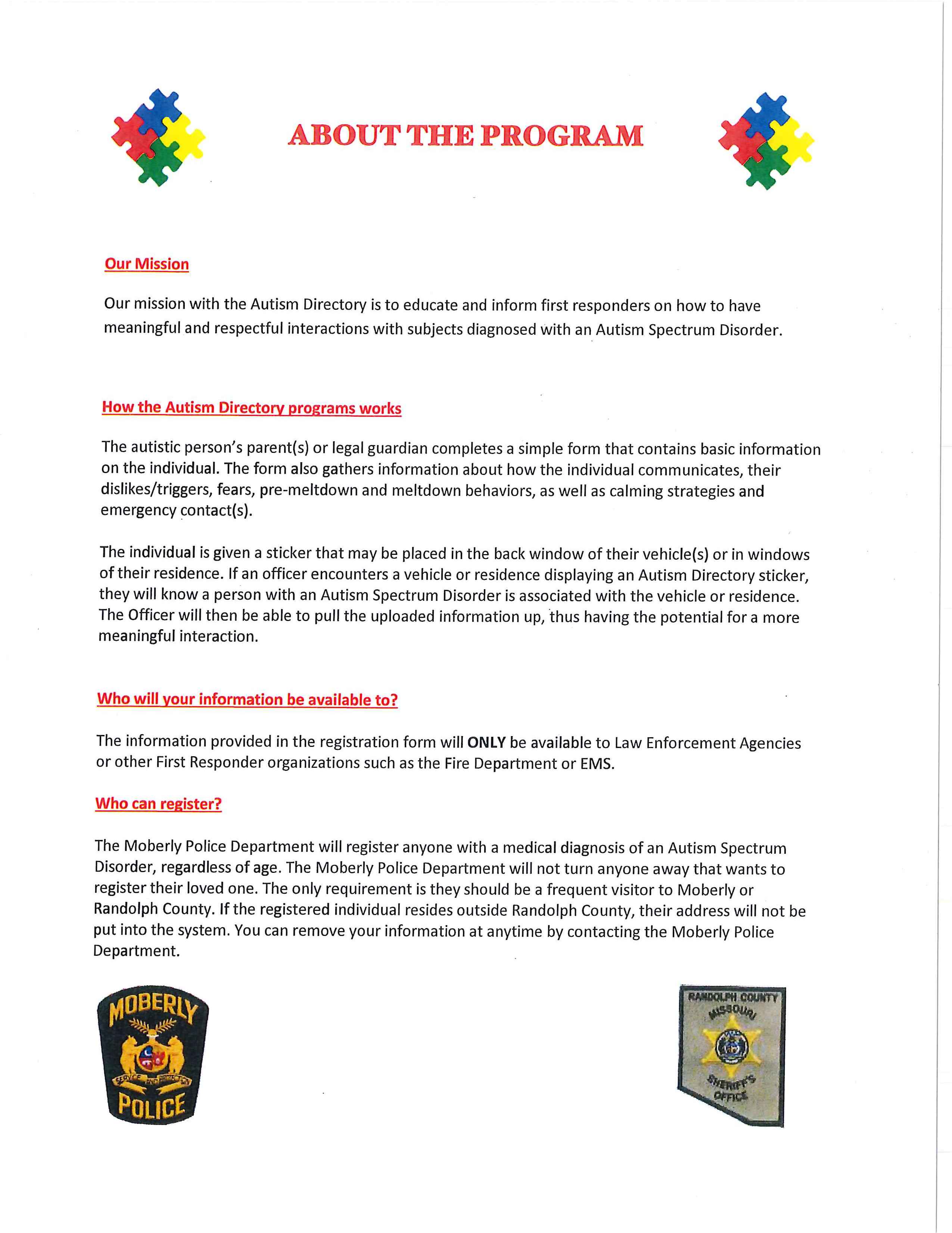 Autism Directory Mission Statement Form